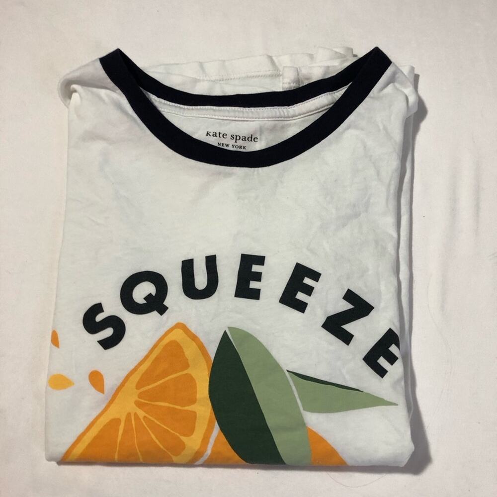 Kate spade New York women S tshirt squeeze the day orange fruit graphic sparkle - Picture 9 of 9